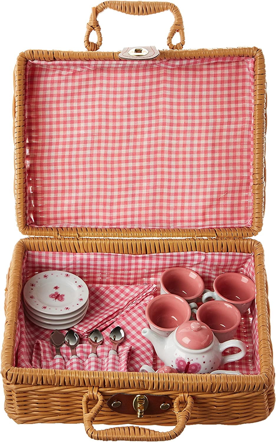 Schylling Butterfly Picnic Basket Tea Set, 23 Pieces, for Children Ages 8+