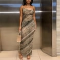 thumbnail image 3 of Women's Snake Print Halter Dress, Sleeveless, Backless, Sexy, 3 of 17