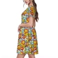 thumbnail image 2 of Honeii cute animals Print Women’s Short Sleeve Dress, Comfortable Casual Dress, Soft Polyester Spandex Blend, Stylish Everyday Wear for Summer, Perfect for Travel and Vacation, 2 of 6