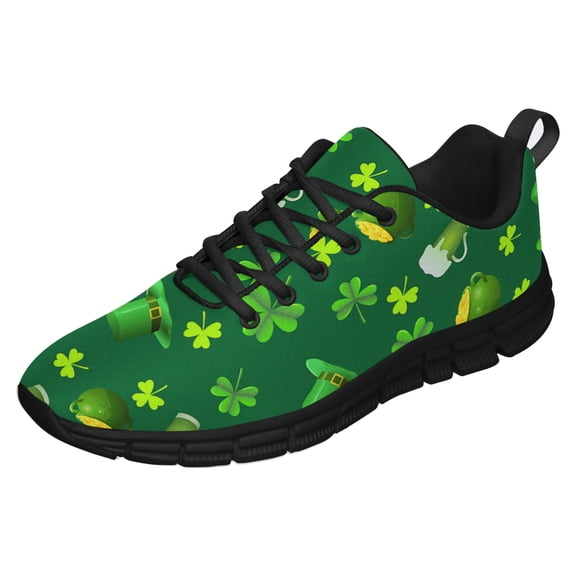 St Patricks Day Shoes for Women Men Running Sneakers Breathable Casual Sport Tennis Shoes Black Size 3.5