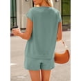 thumbnail image 5 of Gleelaud New Summer Women's 2-Piece Set V-Neck Button Top & Pocketed Drawstring Shorts for Home & Outdoor, 5 of 6