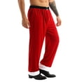 thumbnail image 2 of inhzoy Mens Velvet Christmas Pants Mr Santa Claus Loose Trousers Loungewear Red L, 2 of 8