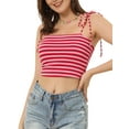 thumbnail image 4 of INSPIRE CHIC Women's Striped Tie Spaghetti Straps Summer Cami Tube Tops XS Pink Red, 4 of 6