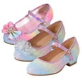 thumbnail image 3 of Chaussures de Robe pour Tout-Petites Filles, Chaussures Princesse à Fleurs Roses, Talons Bas, Chaussures Mary Jane pour Fête et Mariage (Petite/grande Enfant), 3 of 8