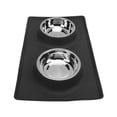 thumbnail image 3 of Cuenco de silicona antideslizante para mascotas, plegable, para agua y comida, doble para perros pequeños, medianos y gatos (negro), 3 of 14