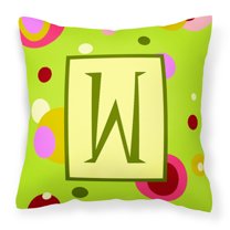 Carolines Treasures CJ1010-WPW1414 Letter W Initial Monogram - Green Decorative   Canvas Fabric Pillow 14Hx14W