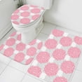 thumbnail image 4 of Abstract Dahlia Bathroom Rugs Set Vintage Pink Country Farmhouse Classic Non Slip Absorbent Soft Bath Mats 3 Piece Set with Bathroom Rug, U-Shaped Floor Mat, Toilet Seat Cover Small Size, 4 of 9