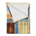 thumbnail image 2 of Egypt Soft Flannel Fleece Throw Blanket, Old Building with Entry Door and Round Columns with Detailed Patterns, Cozy Plush for Indoor and Outdoor Use, 50" x 70", Multicolor, by Ambesonne, 2 of 5