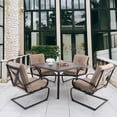 thumbnail image 5 of Sophia & William Wood-like Metal Rectangular Outdoor Dining Table for 4 Chairs, 5 of 5