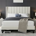 thumbnail image 1 of Yaheetech Fabric Upholstered Platform Bed with Channel Tufted Headboard, Full, Beige, 1 of 7