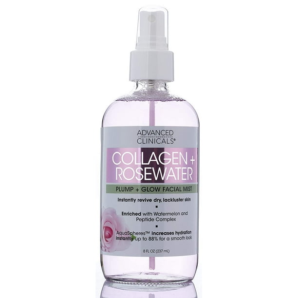 Spray Facial Colágeno + Agua de Rosas Advanced Clinicals para la Piel Revitalizante e Hidratante 8 Oz Advanced Clinicals AC-656454