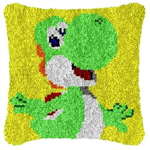Dinosaur Latch Hook Throw Pillow Kits for Adults and Starter DIY Cushion Pillowcase Cross Stitch Latch Hook Rug Kits with Preprinted Canvas Crochet Yarn Kits Needlework Crafts 17'' X 17''