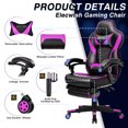 thumbnail image 4 of FULLWATT Video Gaming Chair Office Chair Ergonomic PC Computer Chair Reclining Racing Chair with High Back Swivel Executive Office Desk Chair with Extendable Footrest Adjustable Lumbar Pillow Puple, 4 of 10