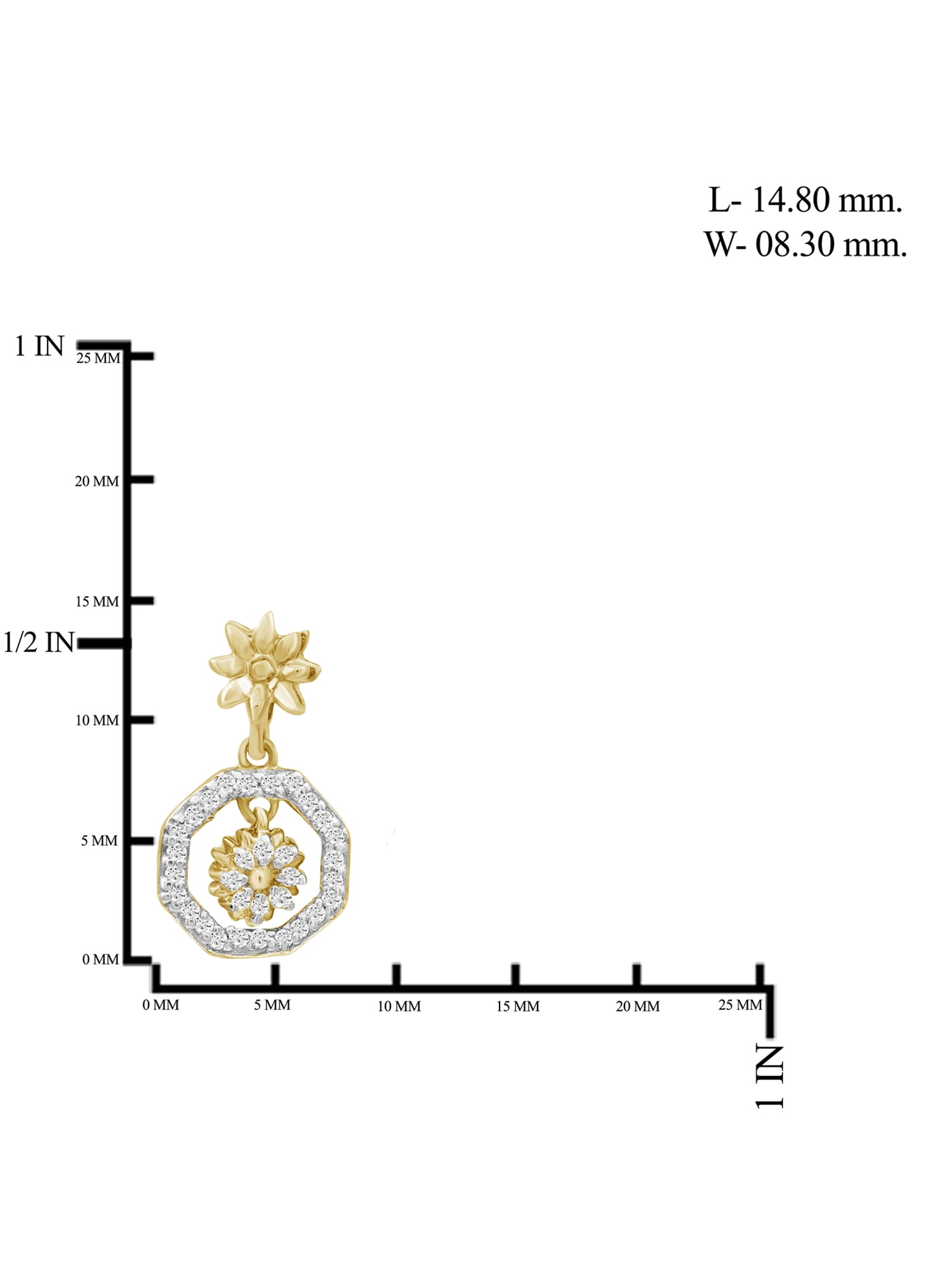 JewelersClub 1/7 Carat T.W. White Diamond 14K Gold Over Silver Flower Octagon Huggie Earrings