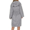 thumbnail image 6 of Htigea Women's Short Hooded Bathrobe Plush Flannel Long Sleeve Shower Robe Soft Comfy Loungewear Nightgown Gray,M, 6 of 6