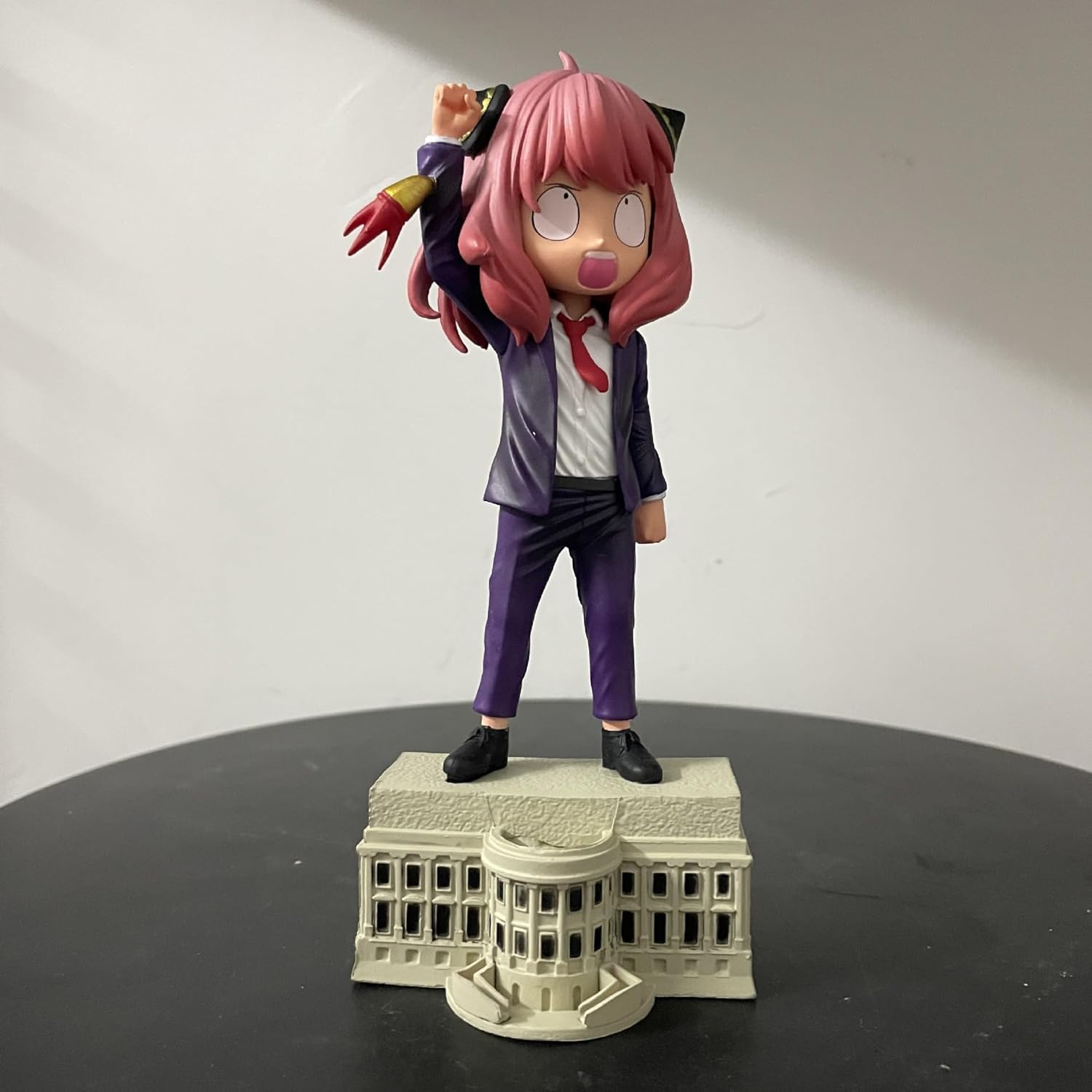 Anya Figure, Suit Anya Forger Cos President Anime Figures 18cm/7.1inch Handmade PVC Cartoon Manga Character Decoration Craft Gift