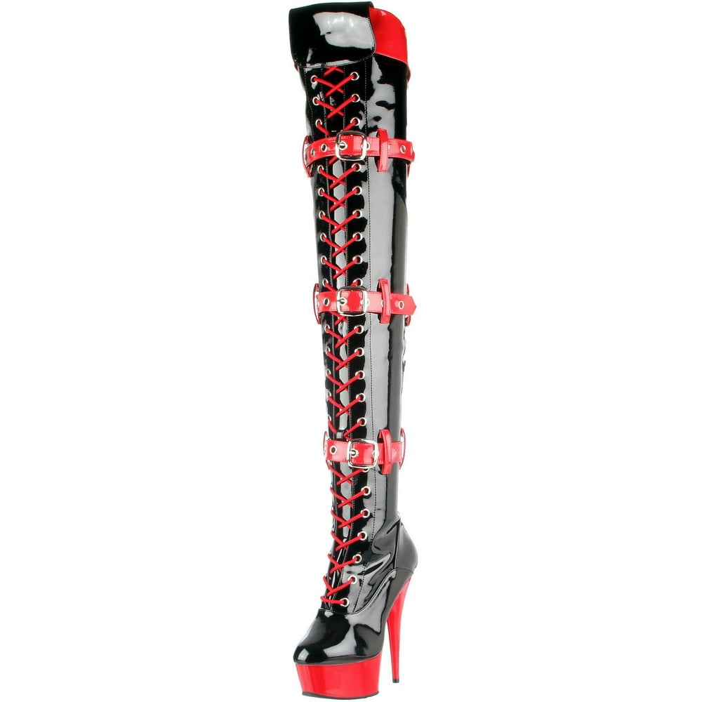 black boots red strings