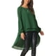 thumbnail image 4 of INSPIRAR CHIC Blusas Asimétricas de Manga Larga con Cuello Redondo para Mujeres, Tops Casual Elegantes de Chiffon, XL Verde Oscuro, 4 of 7