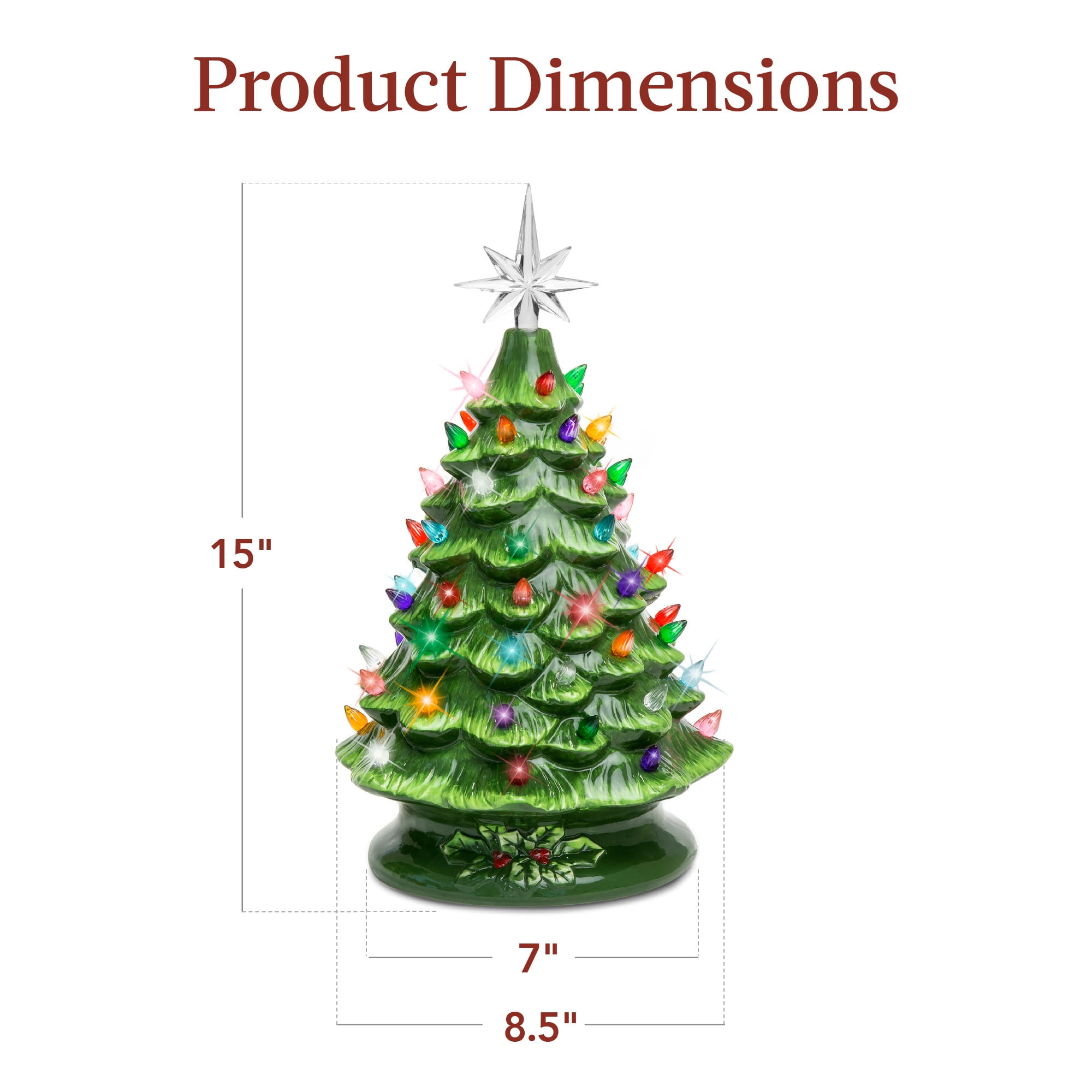 Best Choice 15in Pre-lit Ceramic Christmas Tree, Hand-Painted