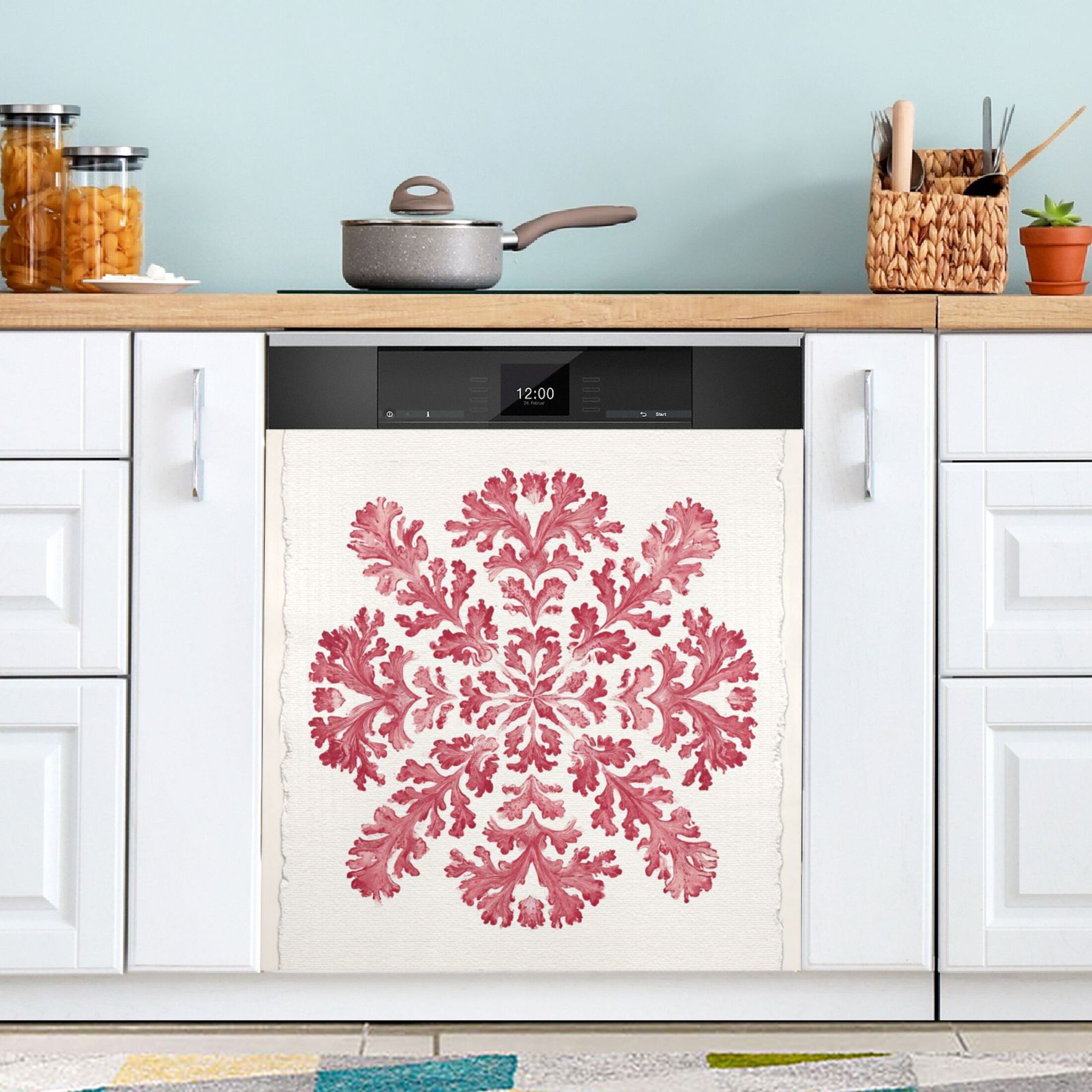 IAUYY Magnetic decorative sticker - 23x26 Inch PVC Refrigerator Decorative Cover, Removable DIY Art for Kitchen Appliances Coral Pattern