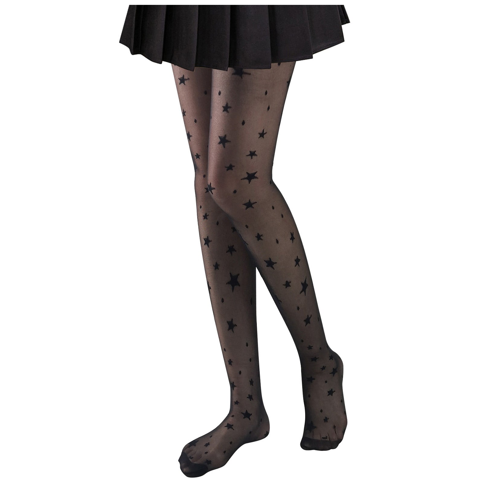 fvwitlyh Footless Sheer Tights Women's Ultra Thin Star Jacquard