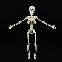 Posable Halloween Skeleton Decor with Movable Joints - Full Size Poseable Plastic Skeleton for Indoor Outdoor Haunted Houses, Graveyard Displays and Scary Party Decor
