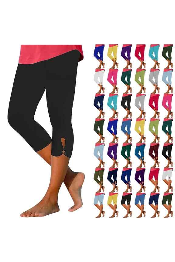High Waisted Capri Leggings for Women Buttery Soft Stretch Yoga Pants Summer Casual Beach Capris Army Green L