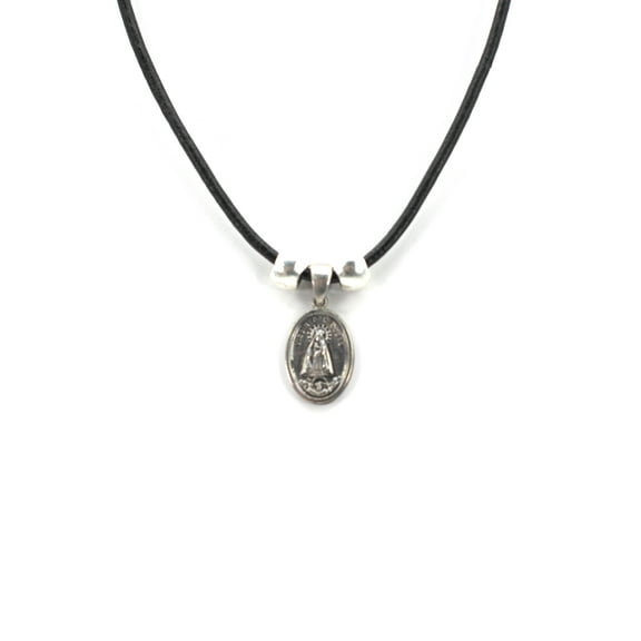 Vintage Necklace of La Caridad Del Cobre - Our Lady Of Charity Jewelry with Genuine Leather strap by Graciela's Collection