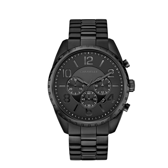 Caravelle Designed By Bulova Men's Chronograph Black-Tone Stainless Steel Bracelet Sport Watch