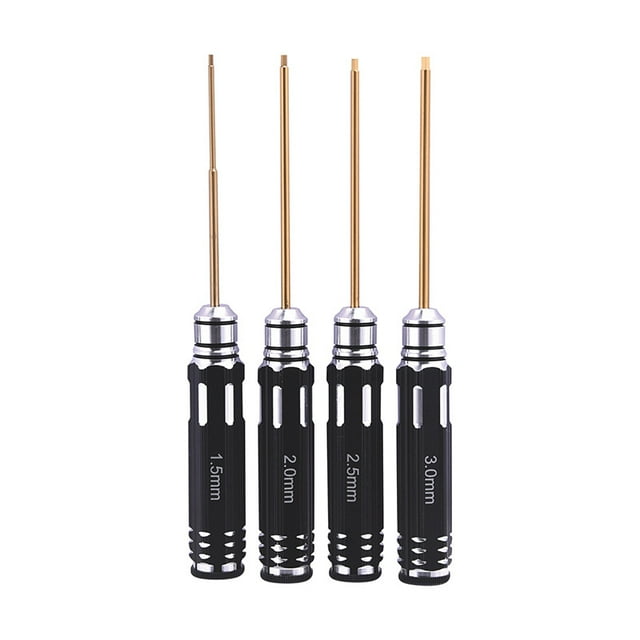 Titanium-Plated Hexagonal Handle Tool Kit for Model Aircraft Building - 6 Sizes (0.9mm, 1.3mm, 1.5mm, 2.0mm, 2.5mm, 3.0mm) - Durable High-Quality Precision Tools with Black 3.0mm Hex Grip for