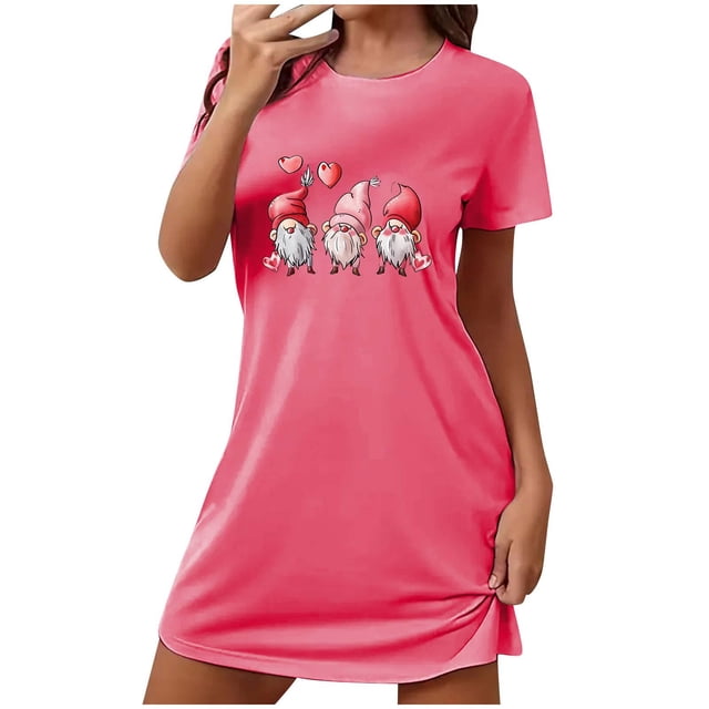 Jupe de Pyjama en Satin pour Femmes Chemises de Nuit à Manches Courtes Robe de Nuit Douce Robe de Nuit Classique Vêtements de Nuit à Manches Courtes Robe de Nuit Imprimée TG