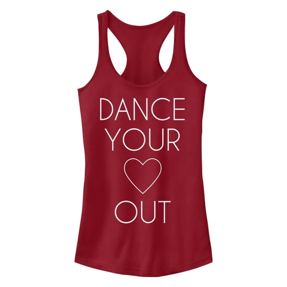 Junior's CHIN UP Dance Your Heart Out  Racerback Tank Top Scarlet Medium