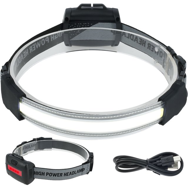 Muyoka Linterna frontal LED Linterna frontal de 380 lms con iluminación de 100 m y ángulo de haz de 220 ° Linterna frontal recargable USB de 1800 mAh IPX4 Linterna frontal impermeable Muyoka Hogar