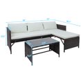thumbnail image 3 of Veryke 3-Piece Outdoor Rattan Sectional Sofa Set w/Cushions, Brown, 3 of 10