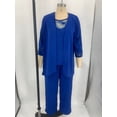 thumbnail image 5 of TSSOE Women's 3 Pieces Dress Suit Chiffon Plus Size Mother of The Bride Pants Suit Wedding Guest Blue XXL, 5 of 6