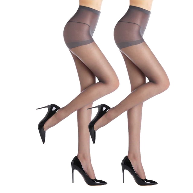 FAIWAD 2 Paires Collants Transparents pour Femmes Fins Taille Haute Collants avec Pieds Confort Légers Respirants Bas sous Robe