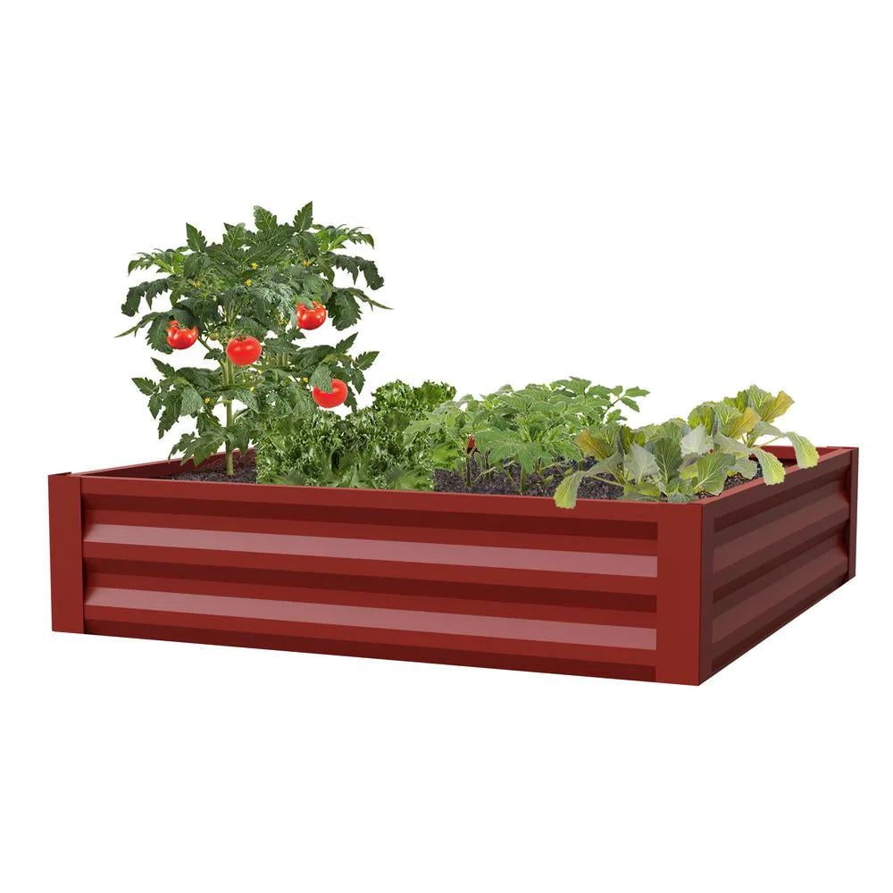 Panacea  Barn Red Steel Raised Garden Bed for Outdoor Use, 48" x 48" x 10"