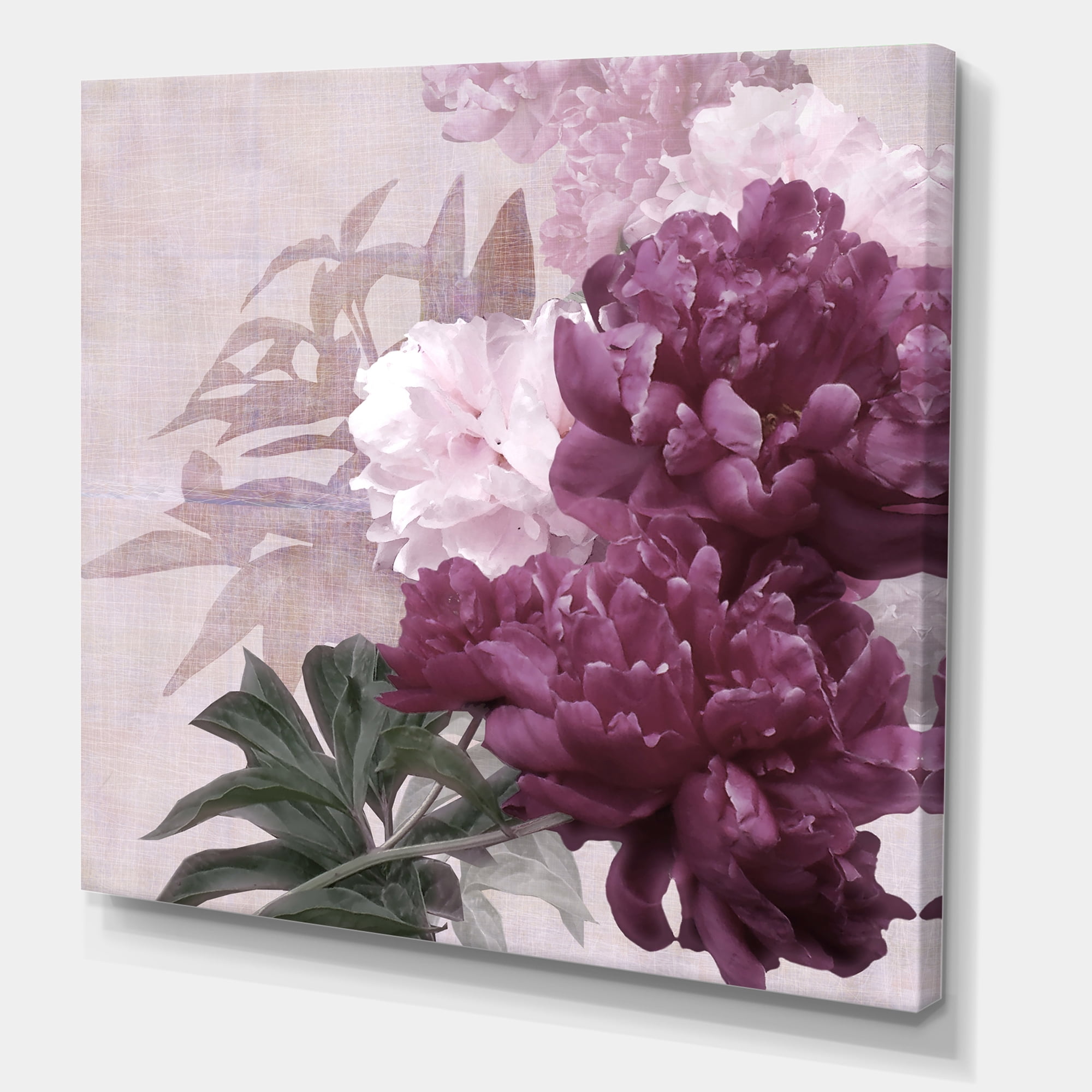 Ancient Pink and Purple Flowers I 30 in x 30 in Painting Canvas Art Print, by Designart