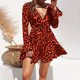 thumbnail image 1 of Vestido de gasa de verano 2021 para mujer, vestidos bohemios de playa con estampado de leopardo, minivestido informal de manga larga con volantes y corte en A para fiesta, VestidosRedXL, 1 of 3