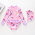 thumbnail image 2 of BOOMNY Baby Girls 2 Peice Swimsuits Long Sleeve Rash Guard for Kids Cartoon Graphic Lightweight Cozy Summer Beach Vacation Swimwear, 2 of 4
