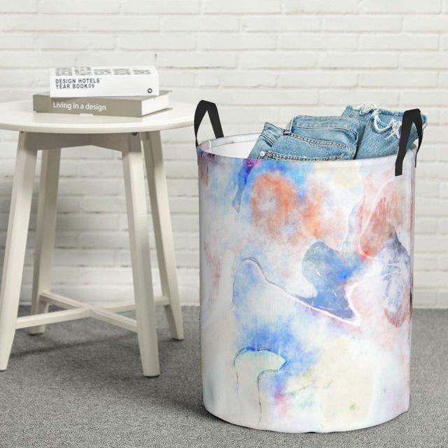 YFYANG Panier à Linge Imperméable Hamper, Ink Watercolor Art en Tissu Oxford avec Poignée Pliable