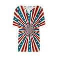 thumbnail image 4 of KIHOUT Women's Independence Day Printed T-Shirt Button Up Short Sleeved V-Neck Tops Red M, 4 of 5