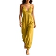 thumbnail image 2 of Women's Deep V-Neck Jumpsuit, Sleeveless With Fold Pocket & Back Ties, Ankle Strap Long Pants For Elegant Evening Look Yellow XL, 2 of 6