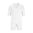 thumbnail image 3 of Men's 2 Piece Outfits Cable Knit V Neck Tee and Shorts Oversized Sweater Sets White, 3 of 5