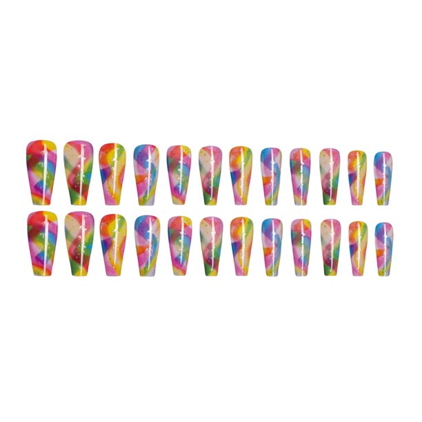 Seitruly Uñas postizas de ataúd, estilo francés clásico, uñas a presión, cubierta completa, punta de uñas, pegatinas de manicura de viscosidad Arte de uñas Tipo 28 Seitruly CE012296-28B