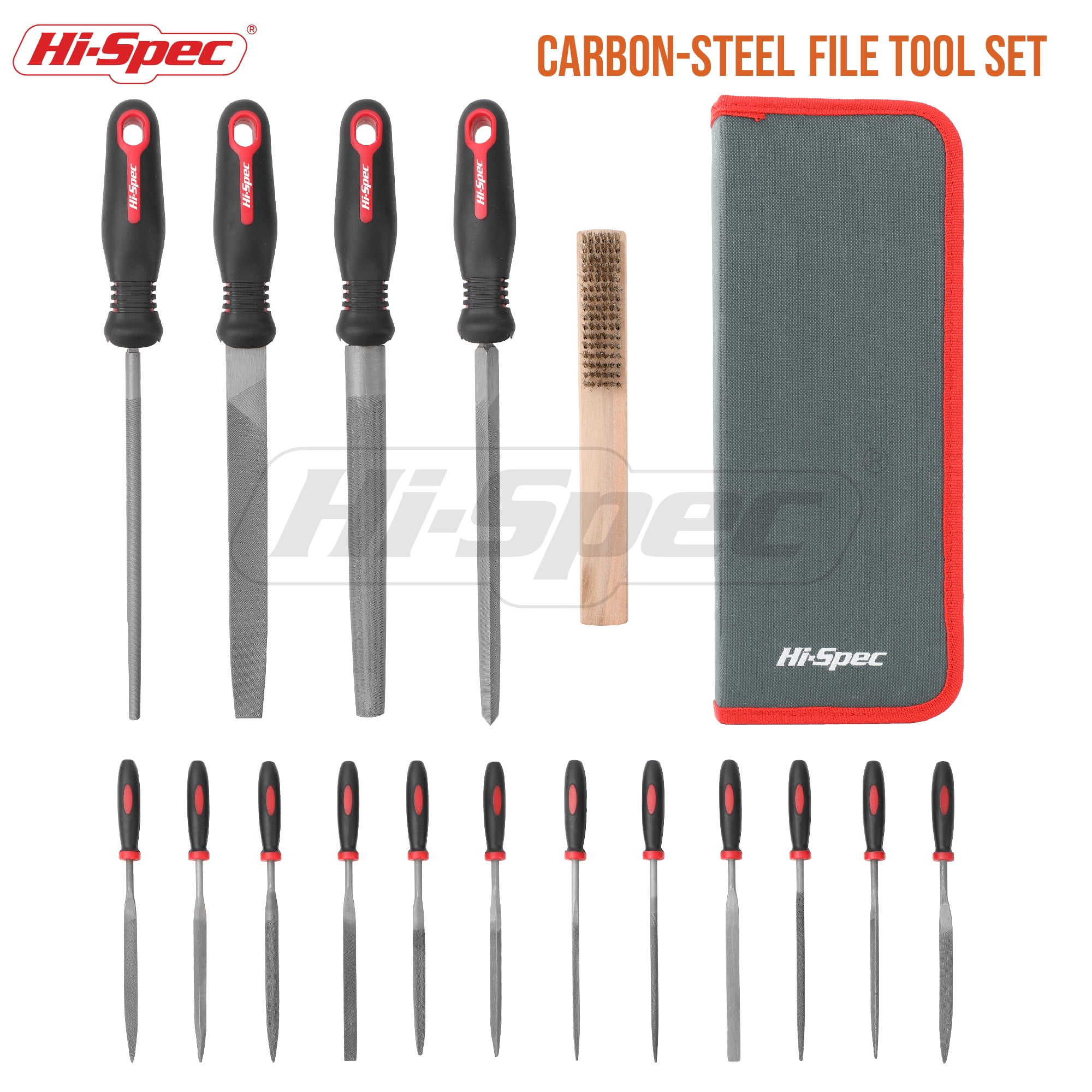Hi-Spec 17-Piece Precision Needle File Tool Set, Half-Round, Flat, Round & Triangle for Metal, Wood Crafting