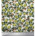 thumbnail image 1 of Soimoi Polyester Crepe Fabric Leaves & Floral Block Printed Fabric 1 Yard 52 Inch Wide, 1 of 3