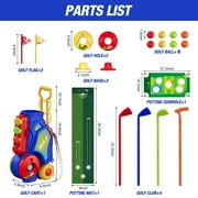 JBeeCtrl 2 in 1 Toddler Golf Set Kids Golf Clubs Set with 8 Balls, Cornhole Board & Putting Mat Kids Golf Toys Set Golf Game Indoor Outdoor Sport Toys Gift for Boys Girls 3 4 5 6+ Years Old, Blue