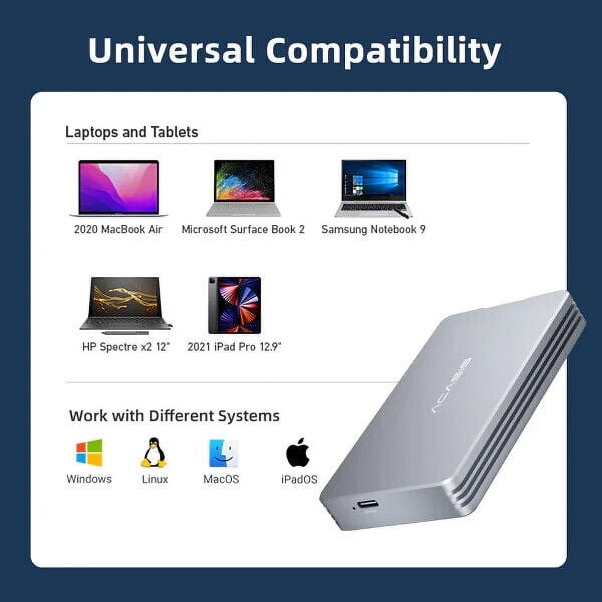 ACASIS 40Gbps M.2 NVMe SSD Enclosure with Aluminum Housing, No Noise M.2 Enclosure Compatible Thunderbolt5/4/3/USB4/3.2/3.1/3.0/2.0,NVMe ssd Enclosure for MacBook Air /Pro Support 2280/2260/2242/2230