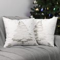 thumbnail image 1 of Christmas Tree Throw Pillow Cover, 2 Pack Xmas Tree Decorative Throw Pillow Case Sofa Cushion Cover with Hot Stamping Pattern Indoor Decor for Festival Party 18"x18"(45x45cm), Silver, 1 of 5